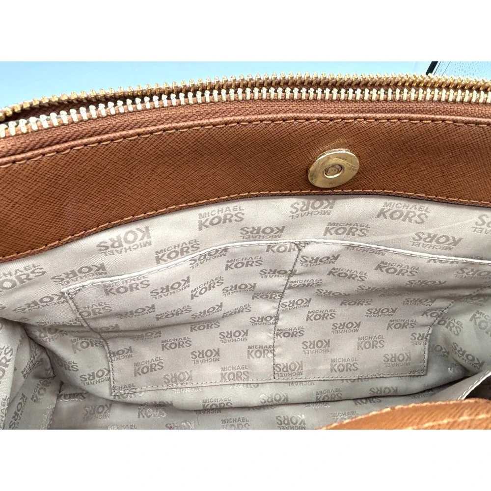 Michael Kors‎ Kellen Crosshatch Leather Satchel Medium 357GS0S6E Tote Adj Strap